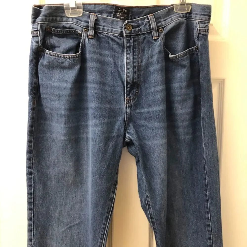 J Crew The Bleecker Men's Denim Blue Jeans 36 x 32 Zip Closure Straight Designer